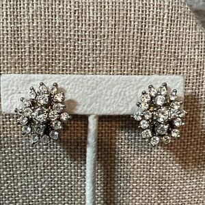 Elegant Silver Crystal Cluster Earrings
